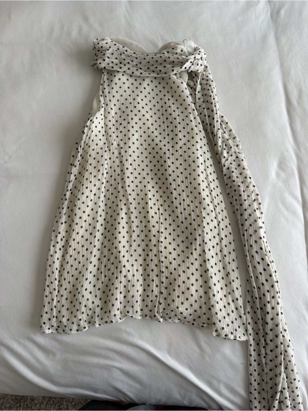 Zara Polka Dot Halter Top with Scarf White & Black Medium